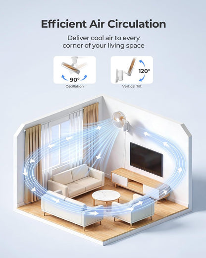 Airbition 10'' Small Wall Mount Fan with Light and Remote Control, 90°Oscillating, 4 Speeds, Timer, Included 120° Adjustable Tilt, High Velocity, 79Inch Cord, for RV Bedroom Home Office Garage