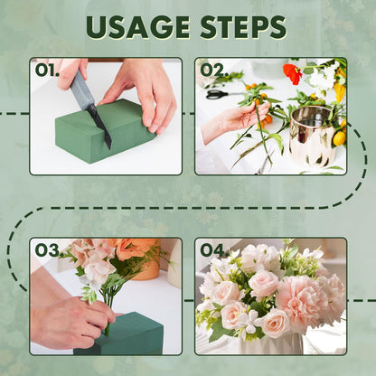 GNRZZT 10 PCS Floral Foam Blocks, 5.5"L x 3.1"W x 1.7"H Green Dry & Wet Flower Foam for Fresh and Artificial Flowers, Plant Foam for Wedding, Birthdays, Pary, Home Decorations