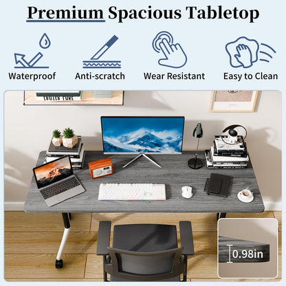 Modular Folding Conference Table with Wheels,4 Pack Mobile Conference Room Tables,Filp Top Rolling Meeting Training Tables for Office,Classroom,Library,Seminar,Boardroom,school(4pack,Grey,47in)