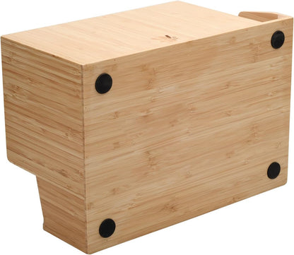 Bamboo Tissue Box Holder & Tablet Stand Organizer - Compartments for iPad, Phones, Remote Controls, Notepads, Pens