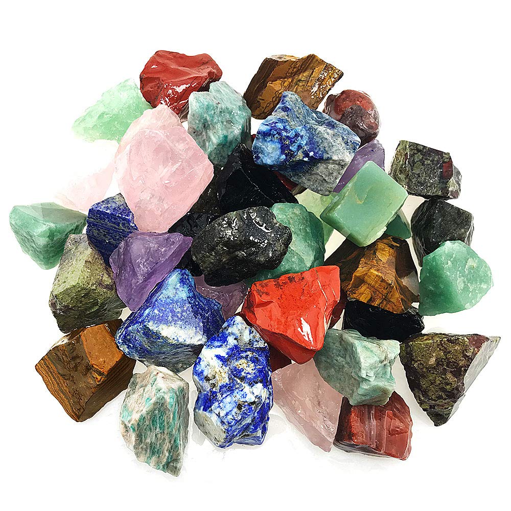 UFEEL 3 LB Bulk Rough Stone Mix Large 1" Natural Raw Crystals for Tumbling Cabbing Polishing Wire Wrapping