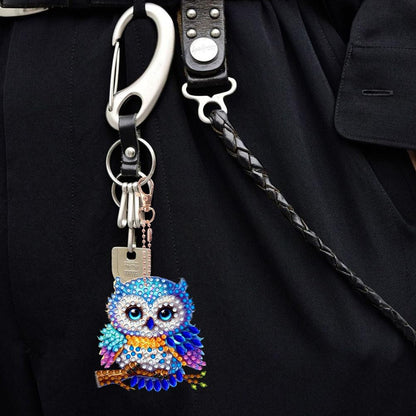YUE ZHE 6 PCS Owl Diamond Painting Keychains Owl Diamond Art Kits for Adults Double Sided DIY 5D Painting for Adults Beginners DIY Crafts Decor