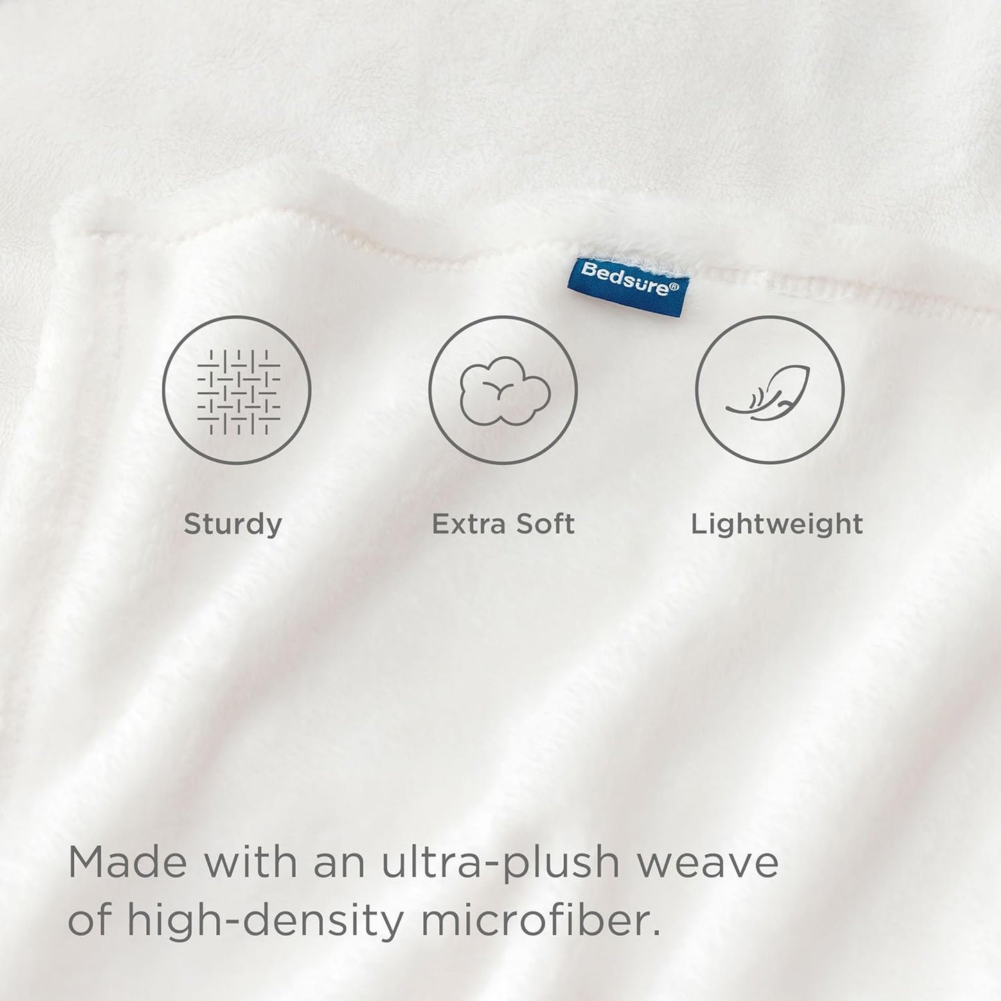 Bedsure GentleSoft Fleece Bed Blanket - Plush, Lightweight, Cozy Luxury in Full Size White | 84x90 Inches