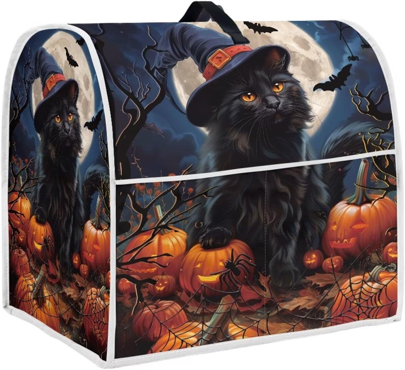 Black Cat Stand Mixer Cover, 6-8 Quart Pumpkin Bat Kitchen Appliance Covers for Dust Protection