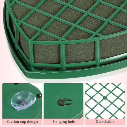 EXCEART Heart Shaped Floral Foam with 4Pcs Suction Cups, Green Wet Florist Sponge Blocks for Wedding Car Decoration, DIY Flower Arrangement Bricks for Parties & Anniversaries, Leak-Proof