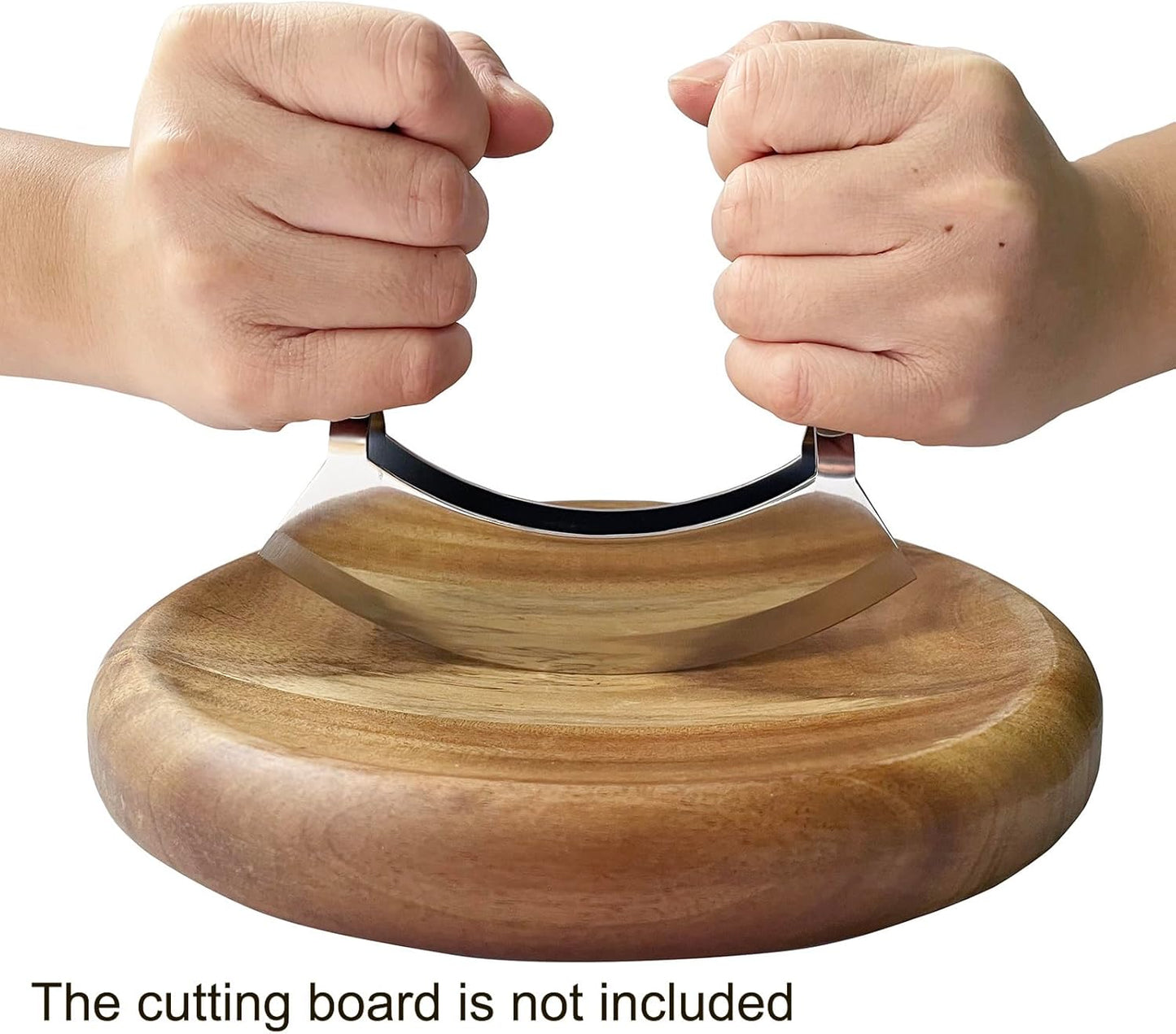 4.9 Inch Mezzaluna Knife, Sharp Double Blade Chopping Knife, Pizza Cutter, Stainless Steel Mincing Knife