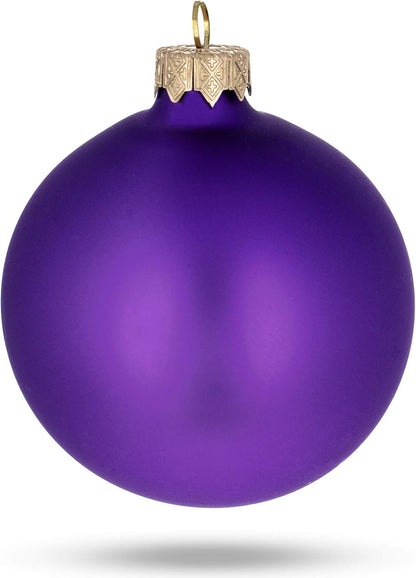 Set of 4 Matte Purple Glass Ball Christmas Ornaments, 4 Inches