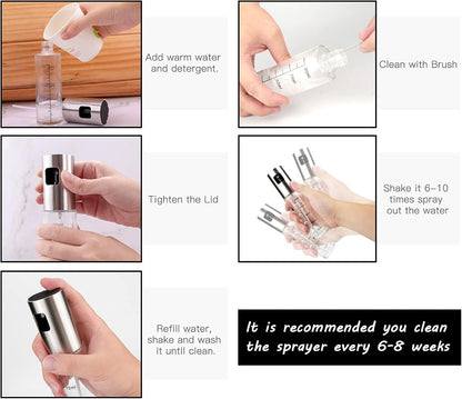 Olive Oil Sprayer for Cooking, 100ml Portable Glass Oil Spray Bottle for BBQ, Air Fryer, Baking, Grilling