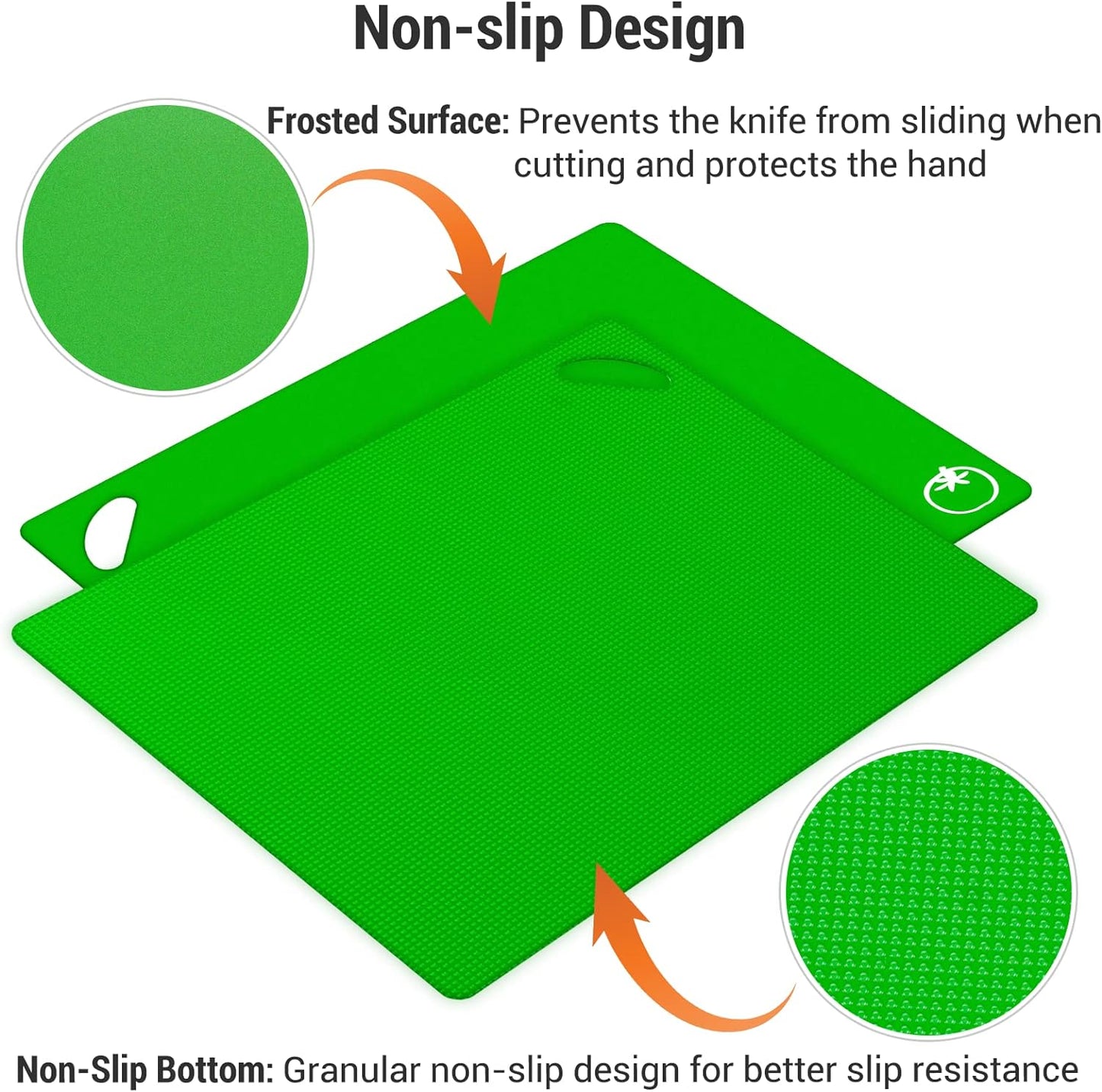 Kitchen Plastic Cutting Board Set, Extra Thick Flexible Non-Slip Chopping Board with Colored Icons, Set of 4