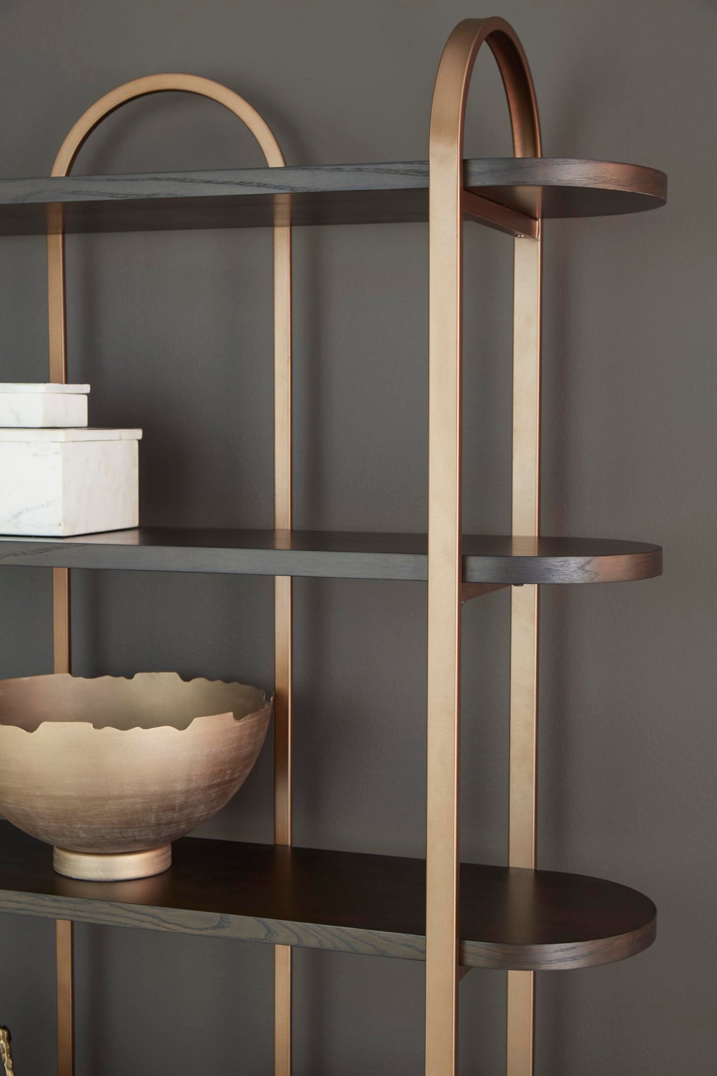 Signature Design by Ashley Brentmour 72" H Bookcase, Metallic & Dark Brown
