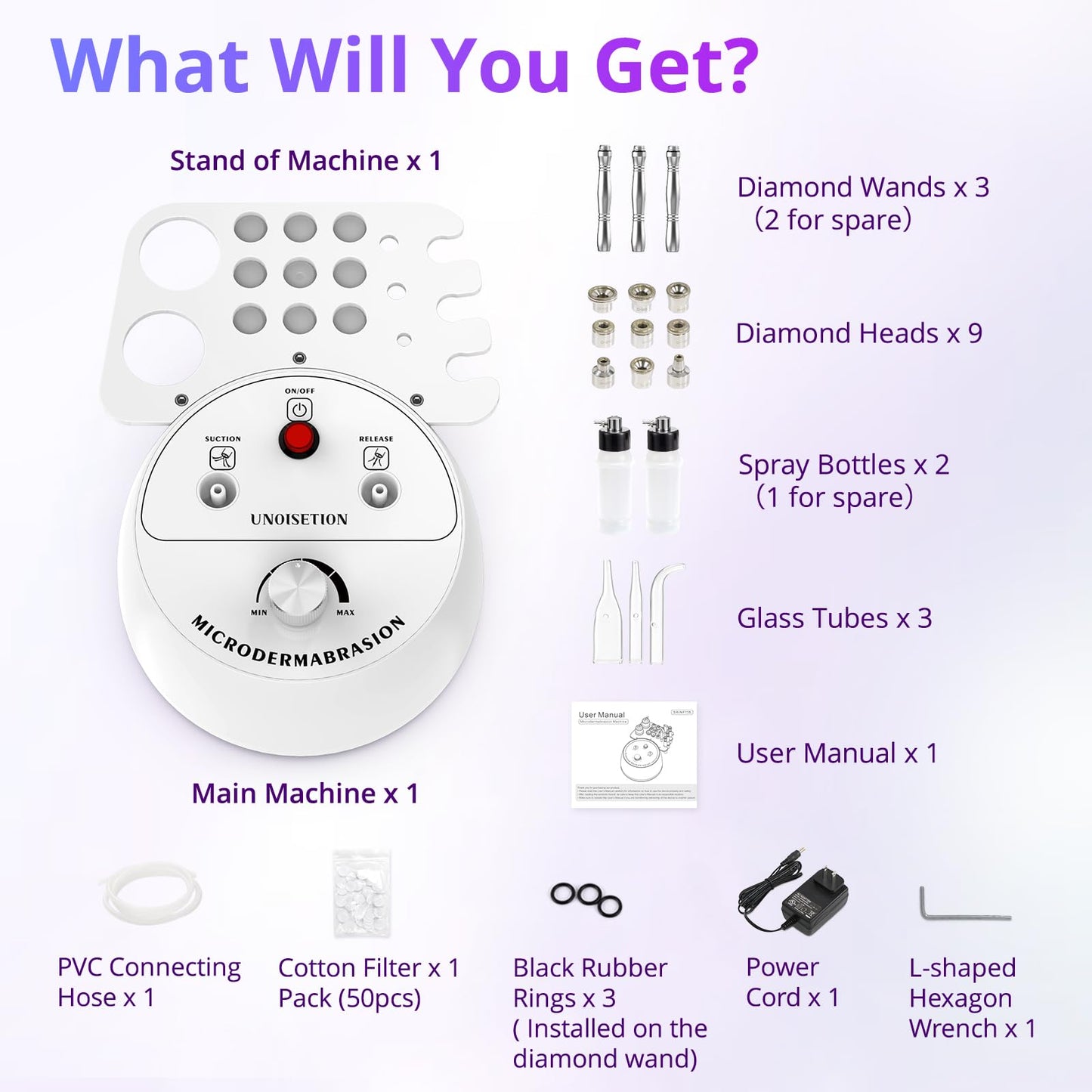 UNOISETION Diamond Microdermabrasion Machine Professional, 3 in 1 Dermabrasion Facial Peeling Skin Care Device for Salon Personal Home Use