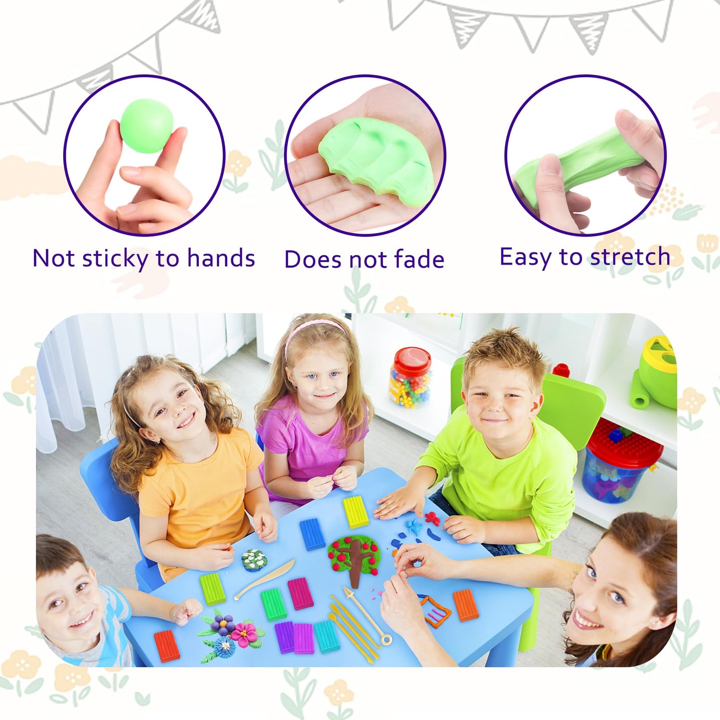 PeacePeo Polymer Clay 110 Colors Non-Sticky Oven Bake Clay 215 Pcs Non-Toxic Modeling Baking Clay for Kids with Sculpting Tools Kit for Adults Beginners Art Craft