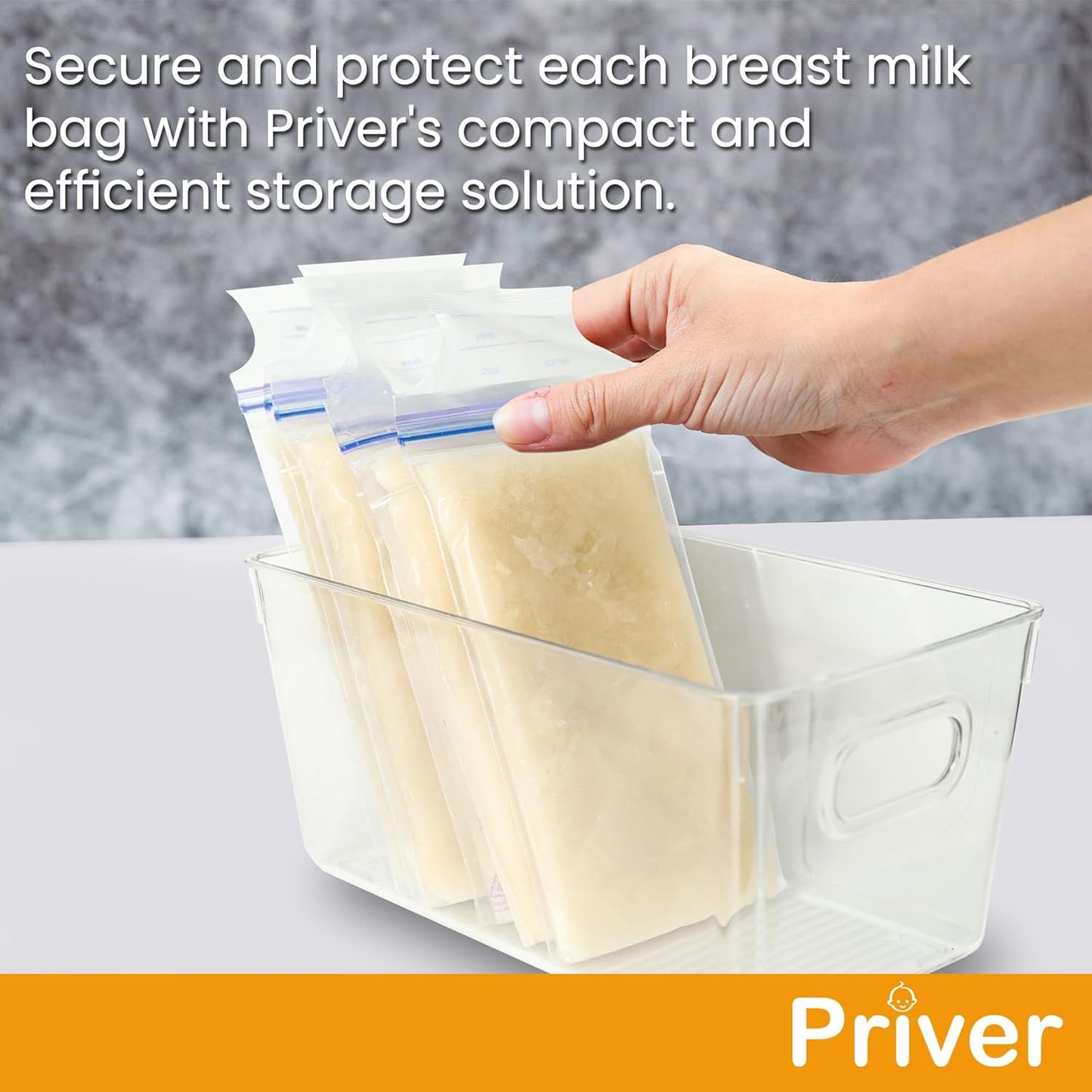 4 pack 5.2 9.3" 4.2" Priver - Breast Milk Freezer Storage Containers, - Breastfeeding Essential in Organization