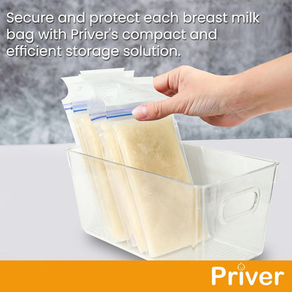 4 pack 5.2 9.3" 4.2" Priver - Breast Milk Freezer Storage Containers, - Breastfeeding Essential in Organization