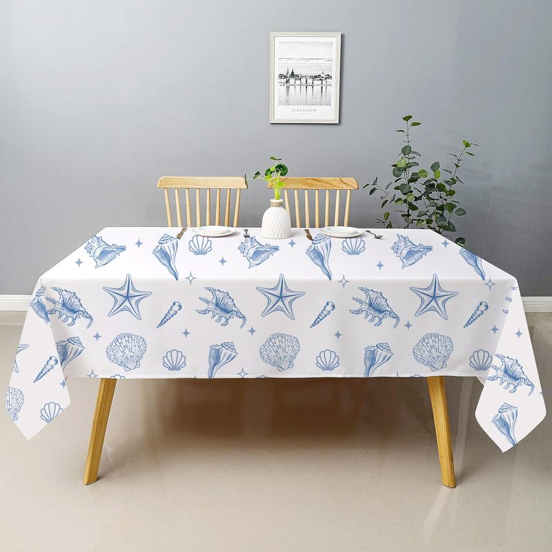 Last Toast on the Coast Bachelorette Table Cloth Blue Coastal Bachelorette Party Decorations Seashells Beach Table Cloth Ocean Nautical Table Cover for Girl Wedding Bridal Shower Picnic Camping Party