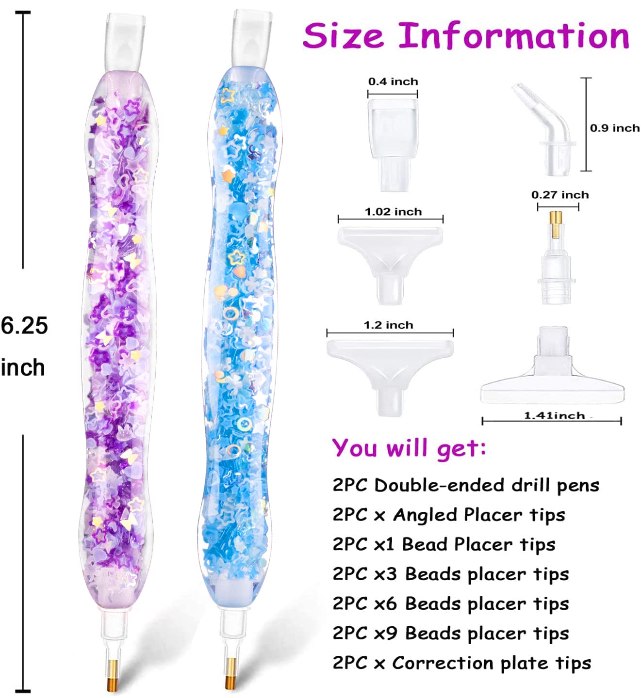 Praise V Do Diamond Painting Art Drill Bead Dotting Gem Dot Pen Accessories Picker Tools Kit for Adult, Nail Art Embroidery Decoration PurpleBlue