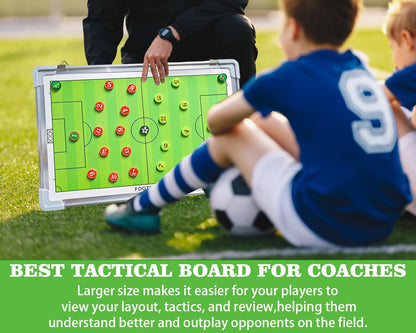 Nuburbur Magnetic Soccer Coaching Board, Double-Sided Dry Erase Tactics Board with Player Markers, Pen and Eraser, Portable Clipboard for Coaches, Coach Training Equipment Coach Gift