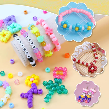 IOOLEEM Pony Beads, 4200pcs 27 Colors(Solid & Glitter), Beading Kits for Bracelet, Beads for Friendship Bracelets & Jewelry Making, Easy Storage.