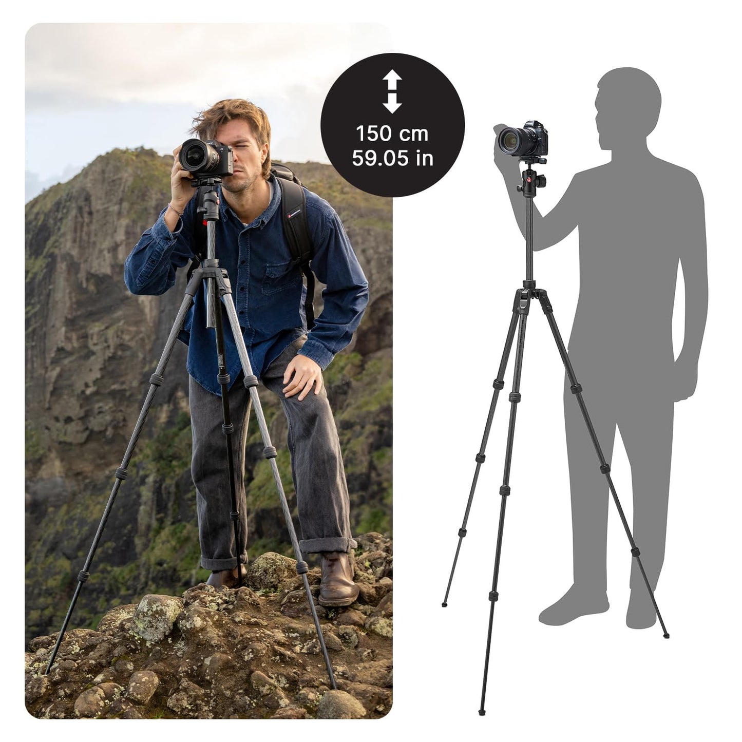 Manfrotto Befree Advanced AS, Camera Travel Tripod Kit, Twist Lock, Compatible with Arca-Swiss, Portable and Compact, Ball Head, Carbon Tripod for DSLR, Mirrorless, Camera Accessories