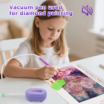 Sthmeyue Portable Diamond Painting Pen – Ultra-Light, Travel-Friendly | USB‑C Power Bank/PC Charging | 600mAh Battery + Quiet Operation | 3-Mode Suction & Wax-Free (Violet)