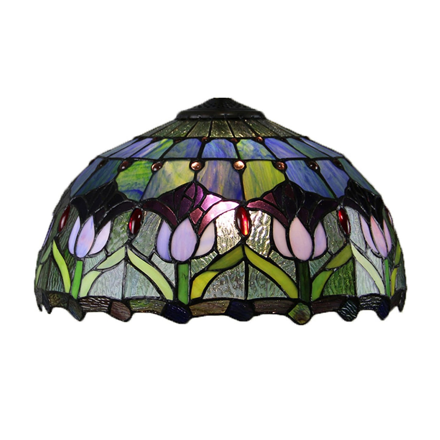 16-Inch Tulip Lampshade Replacement, Tiffany Style Floral Stained Glass Lamp Shade Only for Table Lamps Pendant Lamps Floor Lights