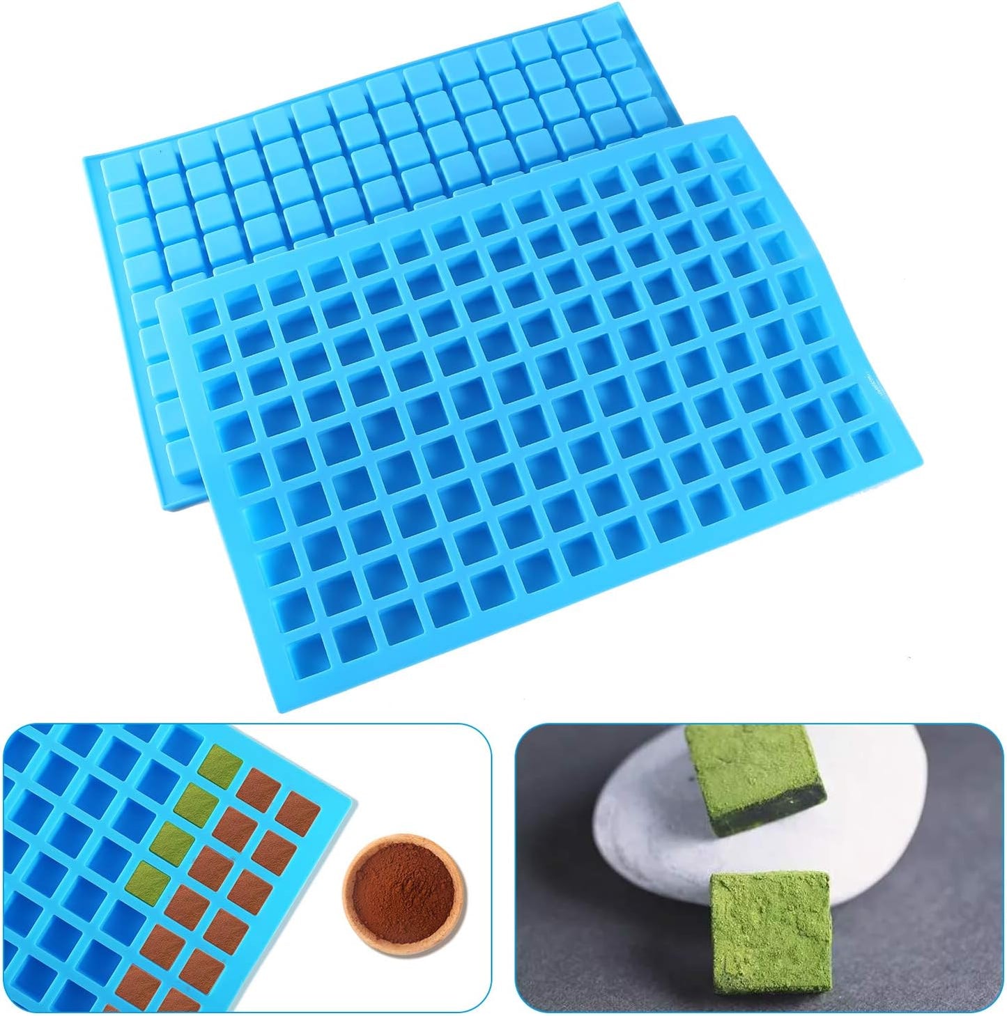 Silicone Candy Molds, 2 Pack 126-Cavity Mini Square Chocolate Molds for Gummy Jelly Truffles, Pralines, Caramels