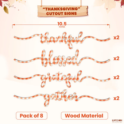 KatchOn, Pumpkin Table Centerpieces And Thanksgiving Wooden Cutout Sign Set – Pack of 14 | Honeycomb Paper Pumpkins And Thankful Blessed Grateful Word Signs For Thanksgiving Table And Fall Decorations