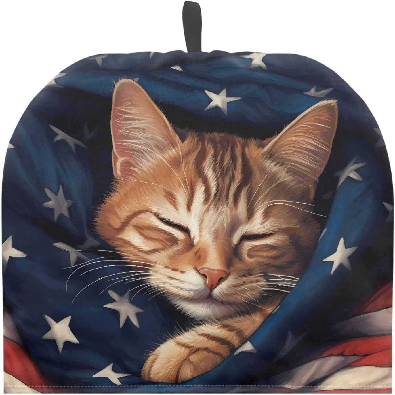 US Flag Sleeping Cat Tea Pot Cover, Tutolip Insulated Dust Proof Tea Kettle Cover for Kitchen Decoration