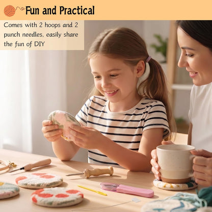 Mooncci Punch Needle Coaster Kit, 6pcs Flower Pattern Needle Punch Kits with Tools and Instructions for Adults Beginners, Great Festival Gift and Decoration Ideas