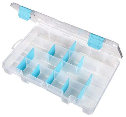 ArtBin 6847AG Medium Anti-Tarnish Box with Removable Dividers, Jewelry & Craft Organizer with Anti-Tarnish Technology, [1] Plastic Storage Case, Clear with Aqua Accents