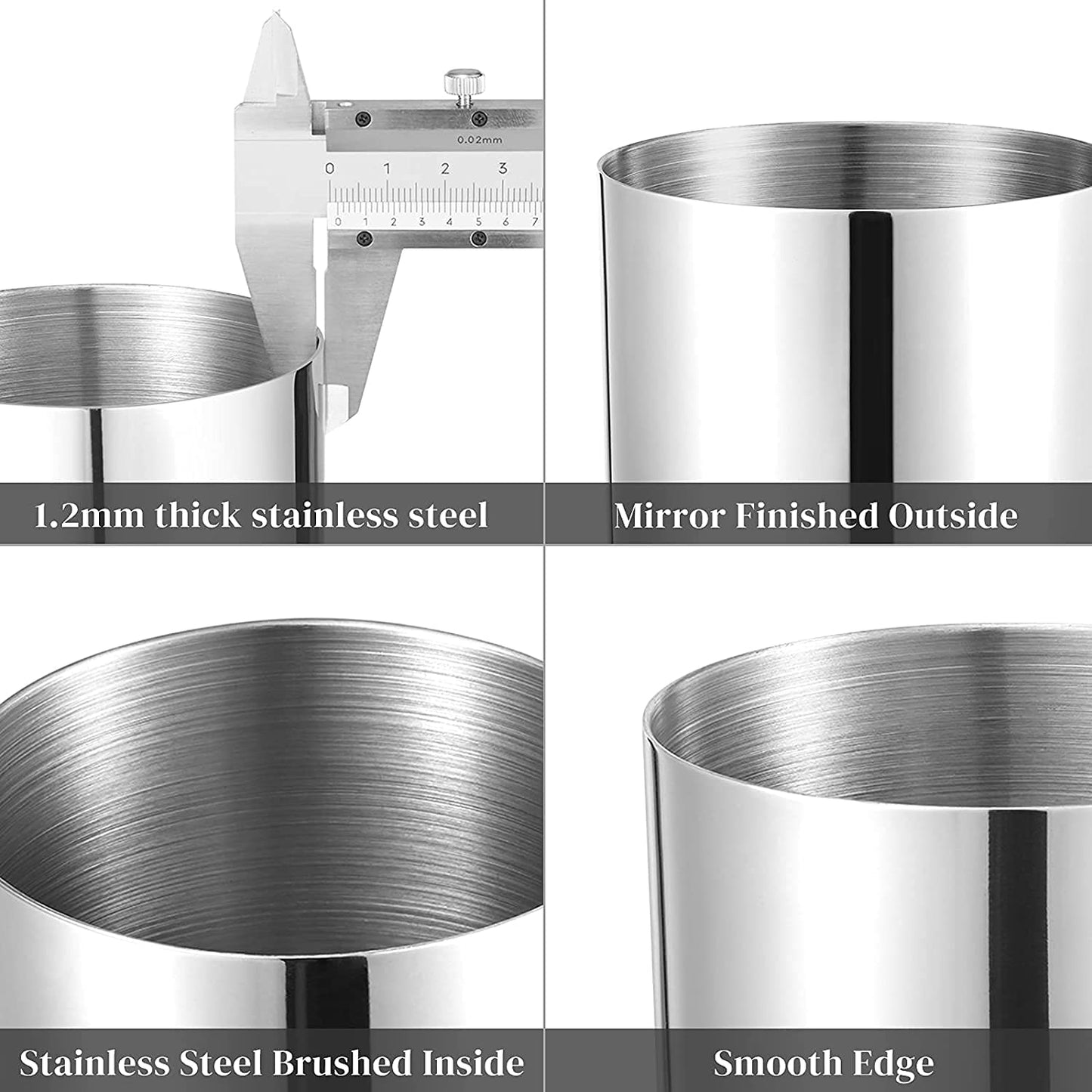Silver Pen Holder for Desk, SUS304 Stainless Steel Heavy Duty Pen Holder Stand,Cylinder Pencil Holder,Desktop Stationery Organizer