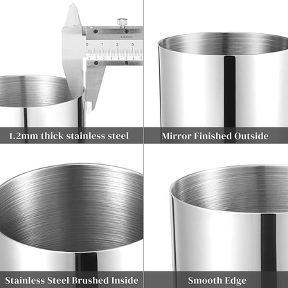 Silver Pen Holder for Desk, SUS304 Stainless Steel Heavy Duty Pen Holder Stand,Cylinder Pencil Holder,Desktop Stationery Organizer