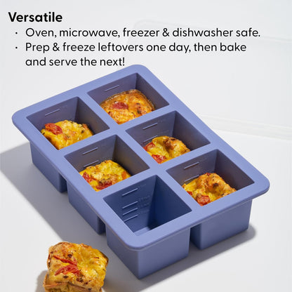 W&P Cup Cubes Silicone Freezer Tray - Blue 1-Cup Portion Maker for Soup, Broth & Leftovers