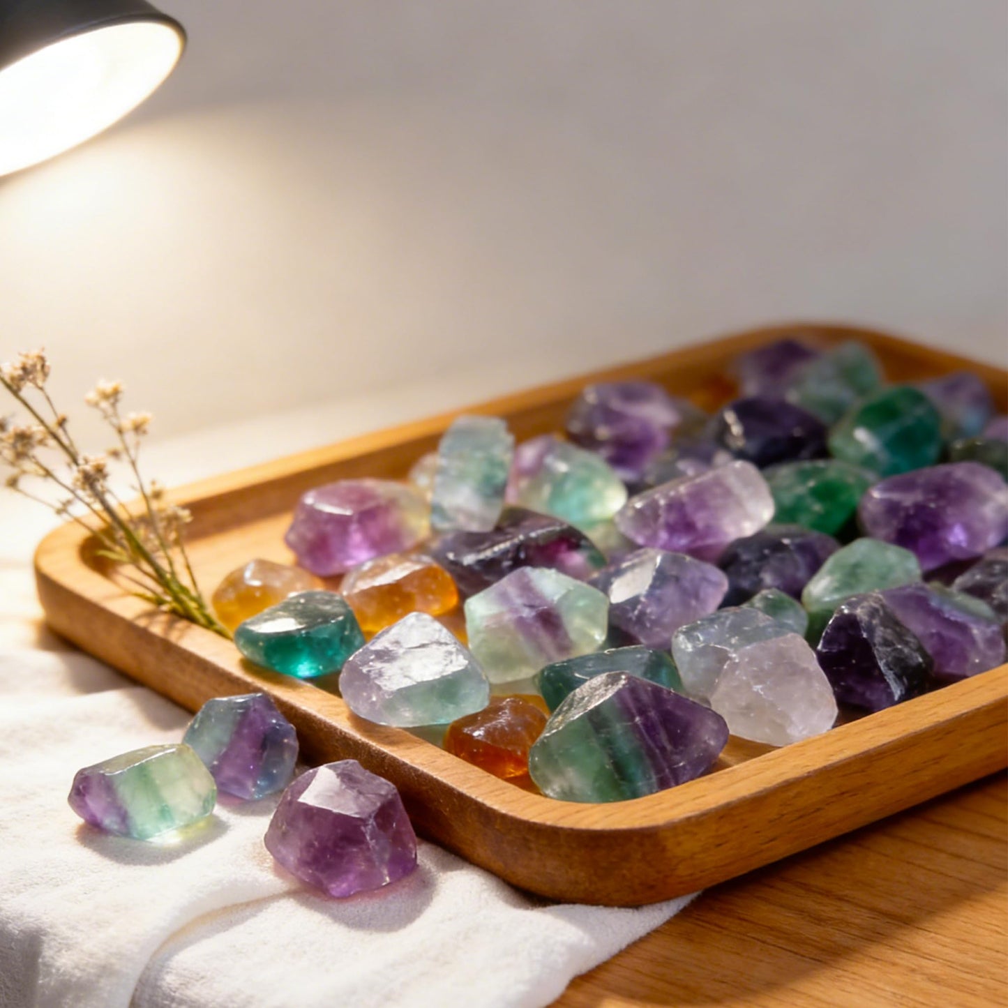 KUKUBAGS 2 LBS Rough Rocks for Tumbling, Unpolished 1.2-2.5 Inch Rock Tumbler Stones, Raw Rainbow Fluorite Healing Stones for Wire Wrapping, Wicca Reiki, Meditation, Collection, Decoration