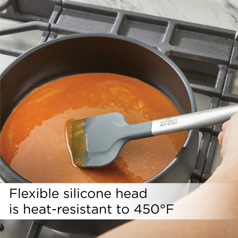 All-Clad Specialty Silicone Kitchen Gadgets 3 Piece Set, Spatulas Kitchen Tools, Kitchen Hacks Silver, Stainless Steel and Black