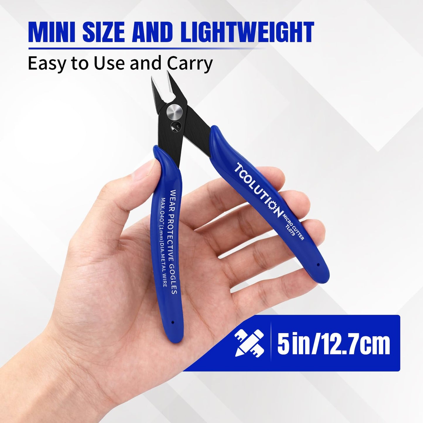 TOOLUTION Micro Flush Cutters - 5 Pack Small Wire Cutter Snips Flush Cut Pliers Nippers - Side Cutter Diagonal Cutting Pliers for Zip Ties Craft Electronic - Sprue Cutters for Plastic Model