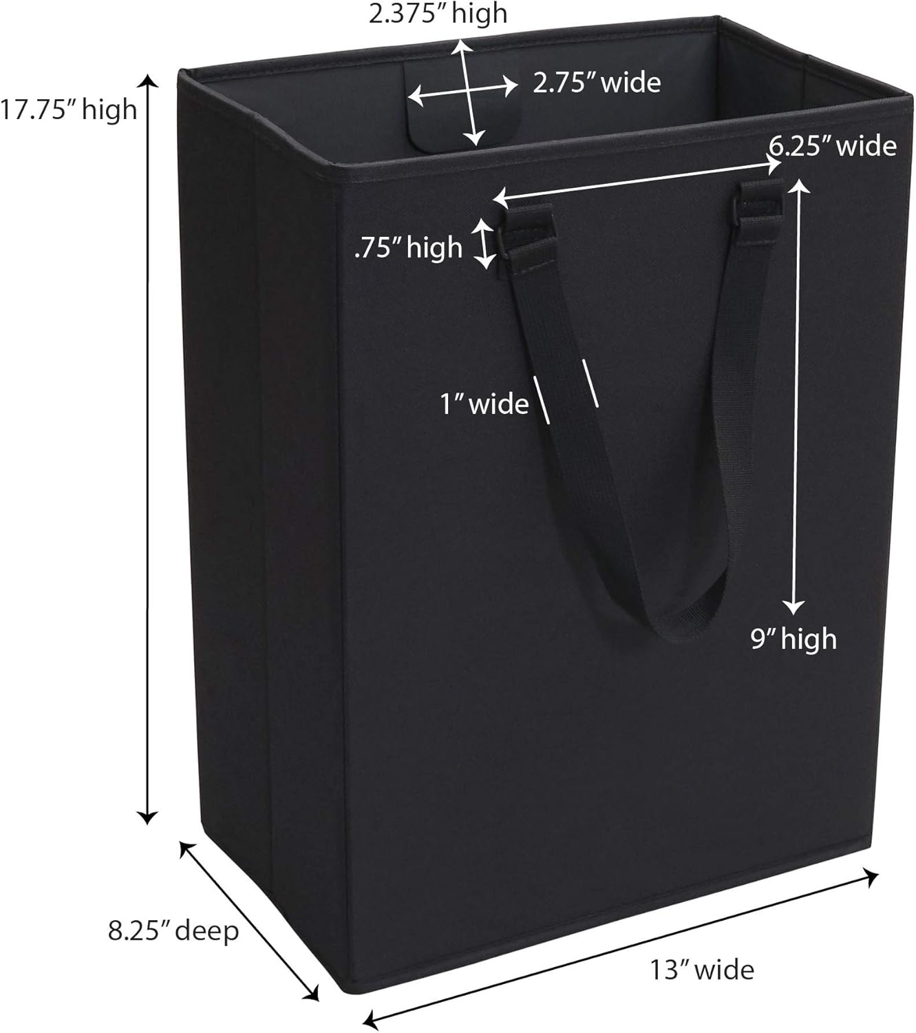 Household Essentials 600D The Recycler Bag, Compact Recycling Center, Polyester with Durable Chipboard Sides, Black