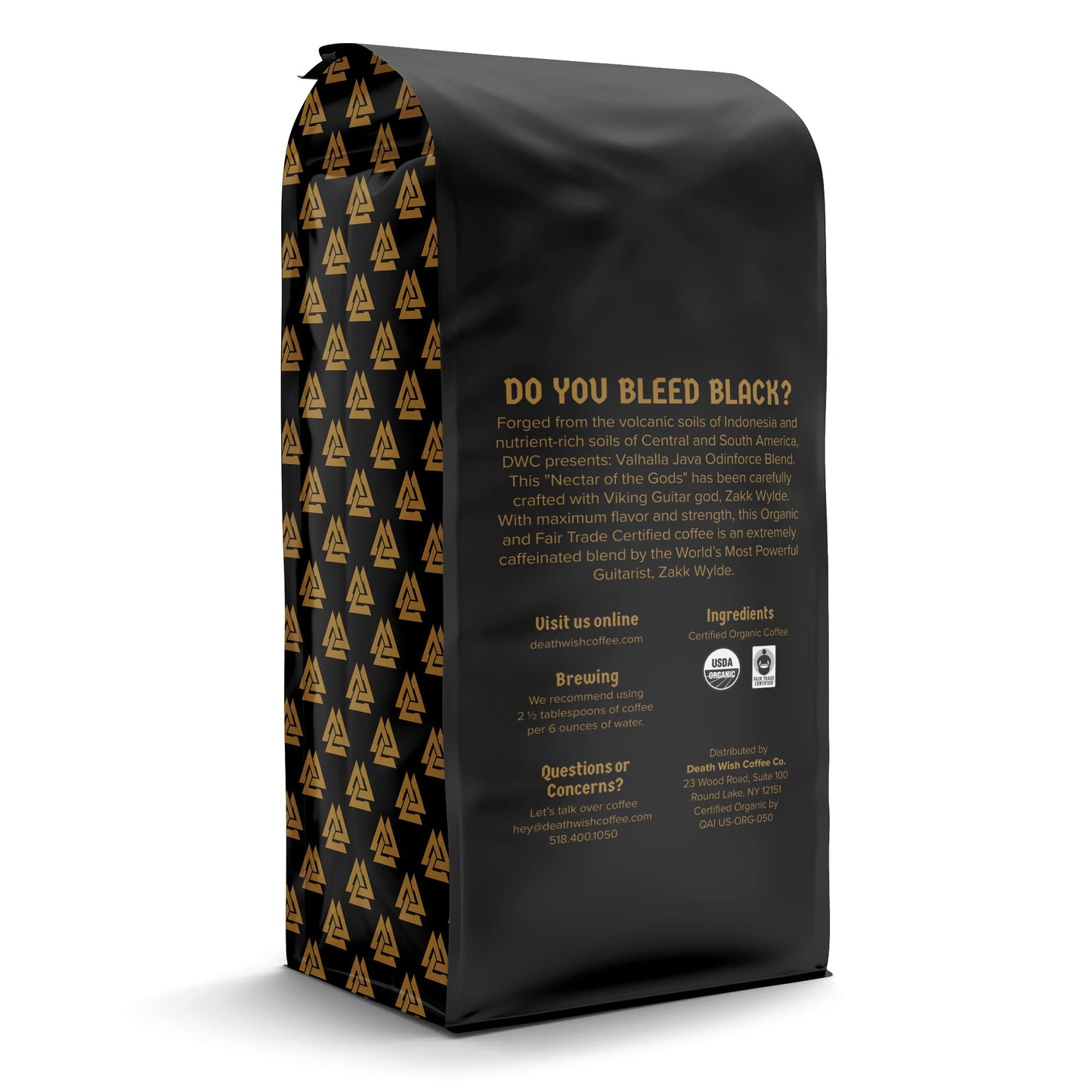 Death Wish Coffee, Valhalla Java Odinforce Blend - Whole Bean Dark Roast - Extra Kick of Caffeine - Arabica & Robusta Coffee Beans - 12 Ounce (Pack of 1)