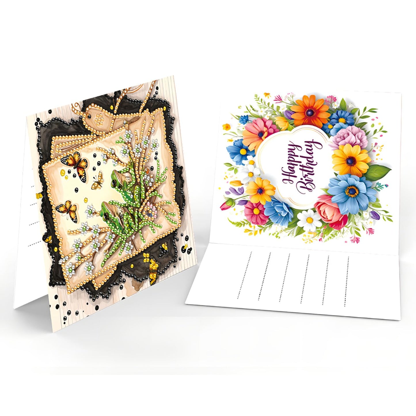 ACSAUMMY DIY Diamond Birthday Greeting Cards Art Kits with Envelopes 6pcs Flower Diamond Painting Kits 5D Gem Art Blank Birthday Diamond Painting Greeting Cards Assortment for Family Friends Colleague