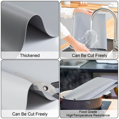 Food Grade Silicone Table Protector Mat 47x24 Inch, Heat Resistant Desk Pad for Baking/Painting/Resin/Welding, Non-Slip Waterproof Surface Easy Clean (3 Colors) (Gray)