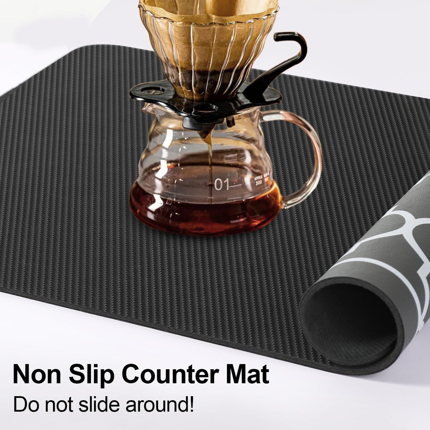 19"x 12" Counter Absorbent Dish Drying Mats for Baby Bottle Dish Rack, Coffee Maker Mat Easy to Clean Non-slip Rubber