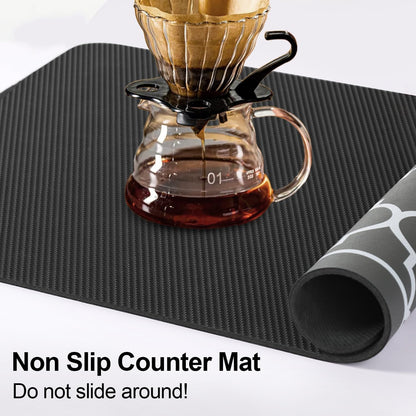 19"x 12" Counter Absorbent Dish Drying Mats for Baby Bottle Dish Rack, Coffee Maker Mat Easy to Clean Non-slip Rubber