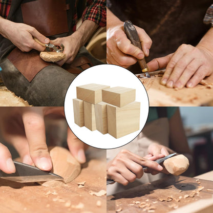 SHUESS 6 PCS 4 X 4 X 2 inch Basswood Carving Blocks Bass Wood for Wood Carving Whittling Wood Carving Blocks Wood Blocks for Carving Unfinished Wood Blocks for Adults Beginners or Expert