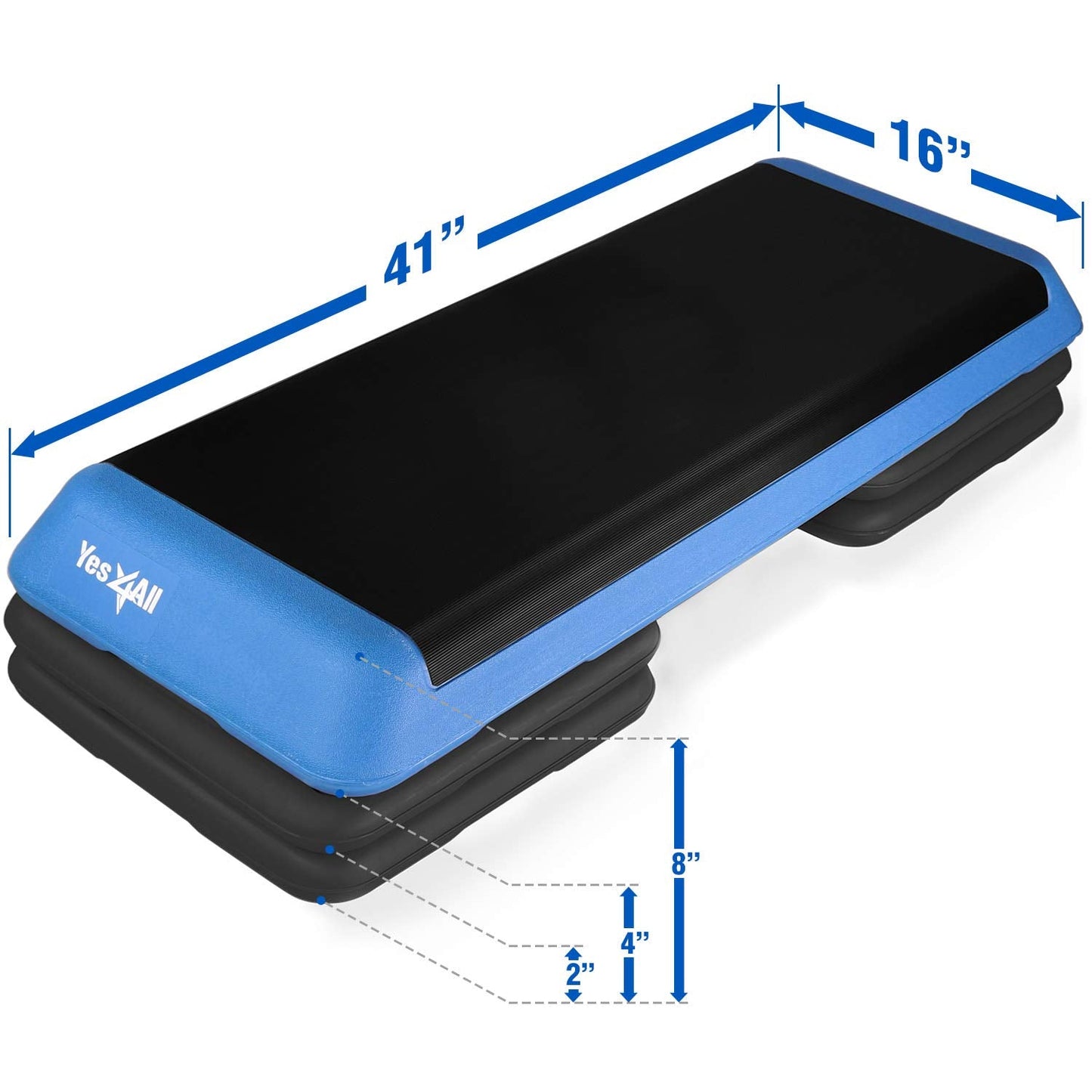 Yes4All 2-in-1 Adjustable Aerobic Step Platform Fitness Exercise Stepper with Rocker Balance Board Legs for Home Workout, Step Exercise & Balance Training