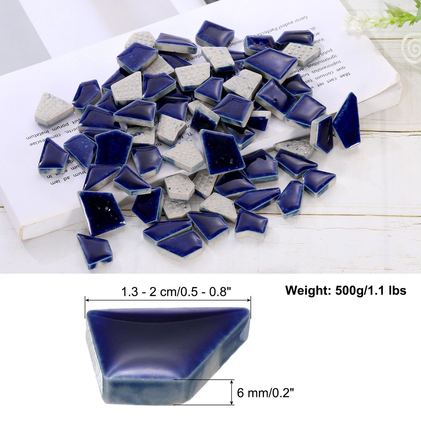 uxcell 500g/1.1LB Irregular Ceramics Mosaic Tiles, 1.3-2 cm Bulk Stained Ceramic Mosaic Pieces Stones Mosaic Kits for DIY Art Craft Projects Home Decor, Purple Blue