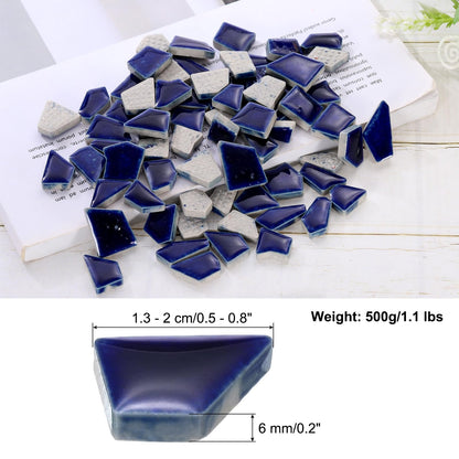 uxcell 500g/1.1LB Irregular Ceramics Mosaic Tiles, 1.3-2 cm Bulk Stained Ceramic Mosaic Pieces Stones Mosaic Kits for DIY Art Craft Projects Home Decor, Purple Blue