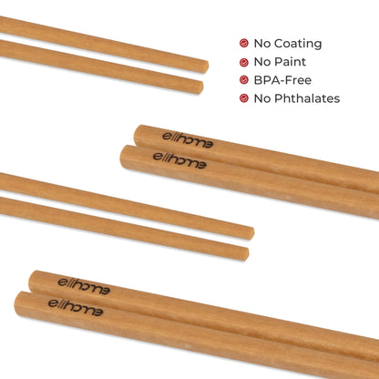 Elihome Premium Wood Fiber Chopsticks, Dishwasher Safe, Heat Resistant, Reusable Japanese Chinese Chopsticks, 26cm/10.25inch, Natural, 8 Pair