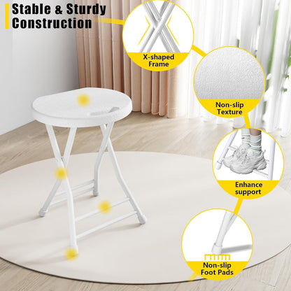 18 Inch Pack 2 440lbs Folding Stool, Foldable Stool with Handle & Steel Frame, of Folding Bar Stools, Sturdy Foldable