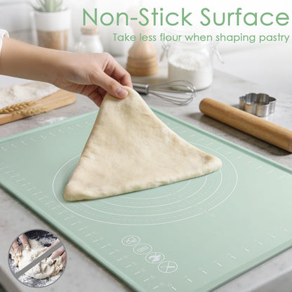 Countertop Silicone Pastry Mat, Non Slip Dough Mat with Measurements and Raised Edges, Food Grade Silicone Baking Mat