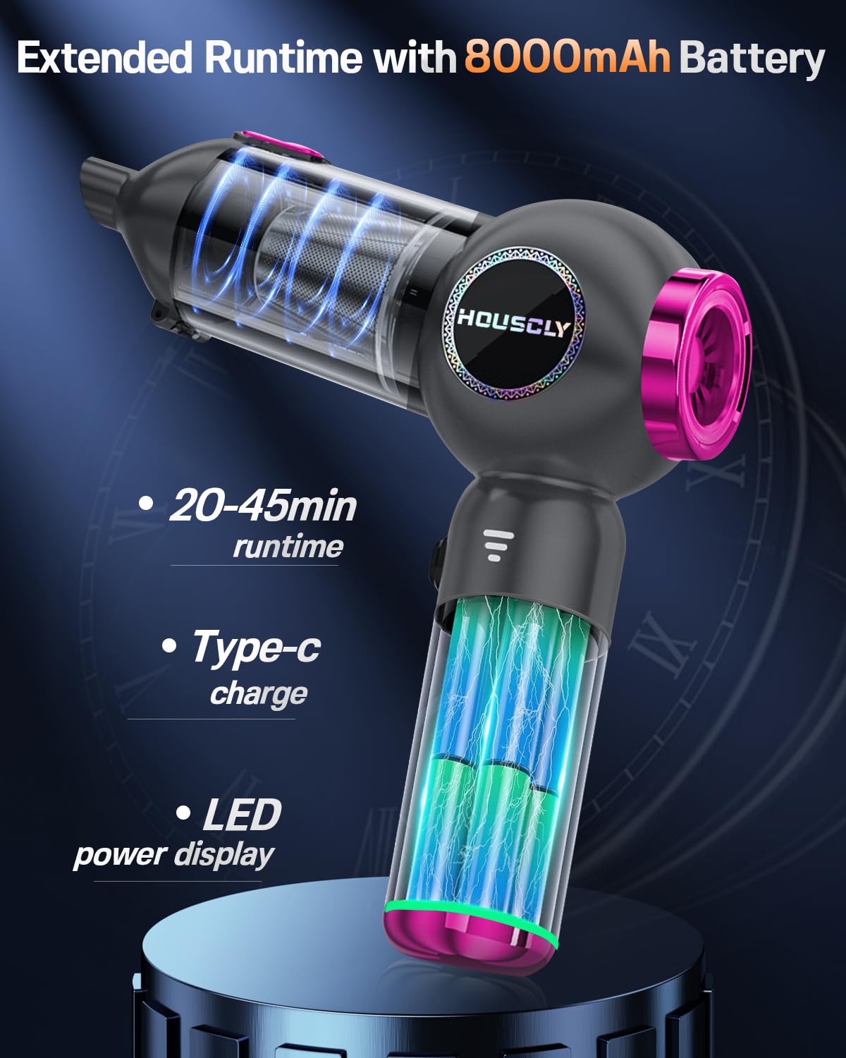 houscly Handheld Car Vacuum Portable Cordless 25000Pa High Power Small Mini Hand Vacuum Rechargeable 4-in-1 Wireless Handheld Vac for Car Office Desktop Home Cleaning Ideal Gifts for Men & Women